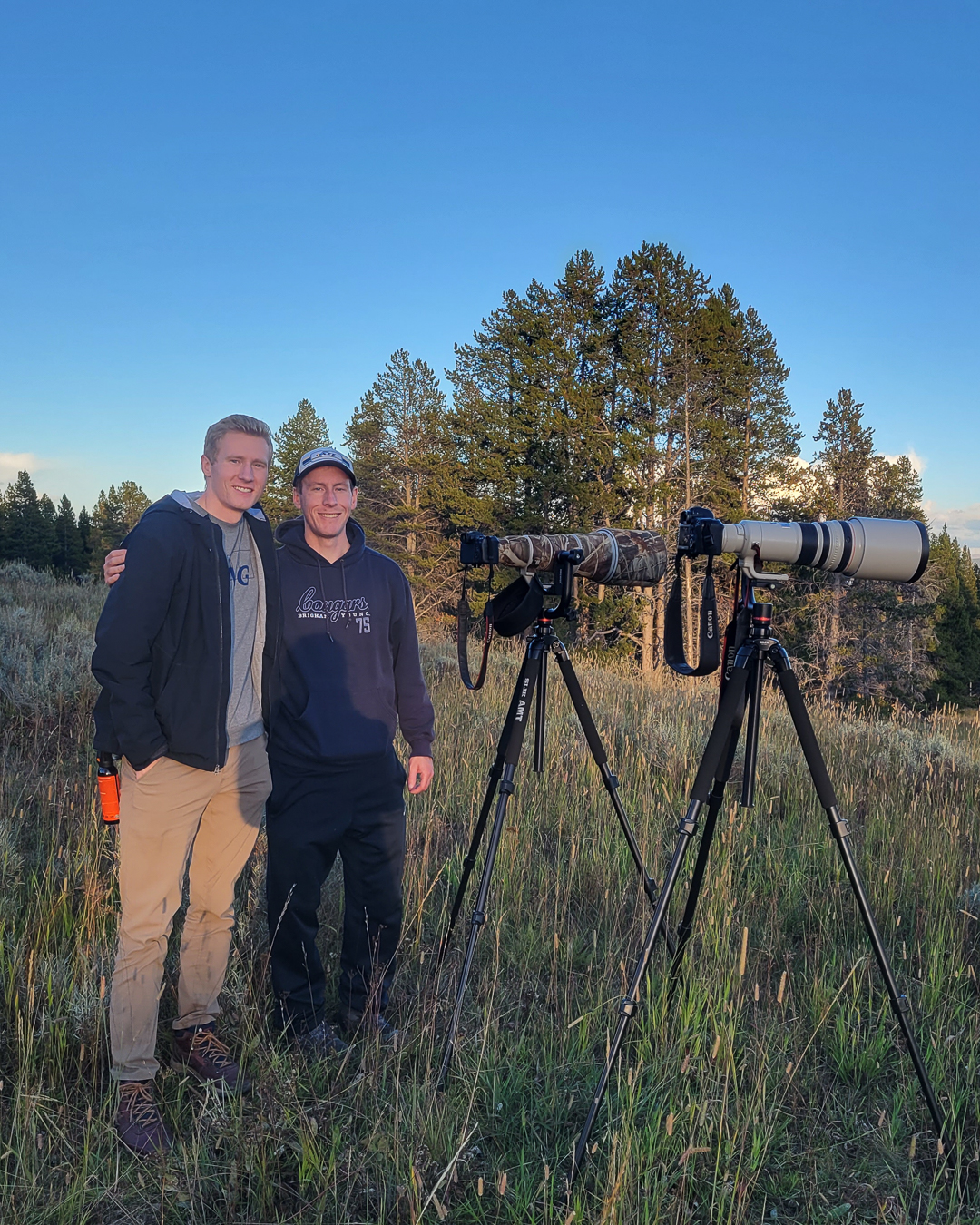 Spencer and Jonathan Free with their wildlife photography equipment